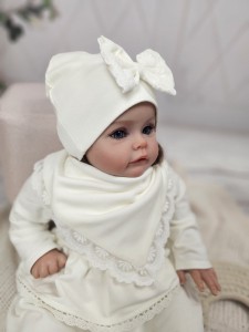  Wiosenny komplet, czapka z chustą "Shelby" Vanilla 